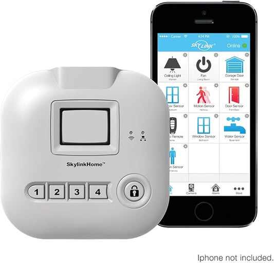 SKYLINK SK-250 Deluxe Connected Wireless Security Alarm and Home Automation System with Camera, Compatible with iOS, Android, Echo Alexa, Google Home and IFTTT and No Monthly Fees, White