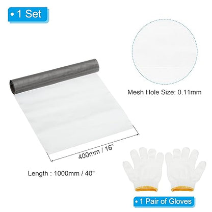 PATIKIL 40" L x 16" W Woven Wire Mesh, 150 Mesh 304 Stainless Steel Air Vent Filter Screen with Gloves for Window Security Vent Cover Filtration Animals Fence