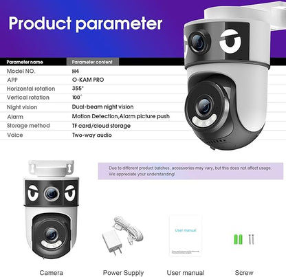 H4 Dual-Lens PTZ WiFi 1080P Home Security Camera, 24/7 Recording IP65 Waterproof Indoor&Outdoor Camera with Motion Detection, Two-Way Audio, Color Night Vision & Cloud Storage