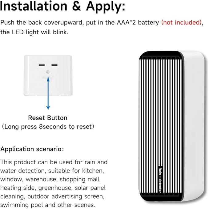 Tuya ZigBee Rain Sensor 2in1 Rainwater Flood Detector Smart Home Real-time APP Notification Home Automation Smart Life Device,ZigBee Hub Required