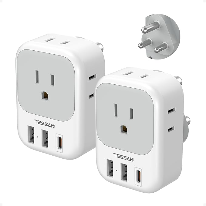 TESSAN Type M Adapter for South Africa, PD 20W 2 Pack