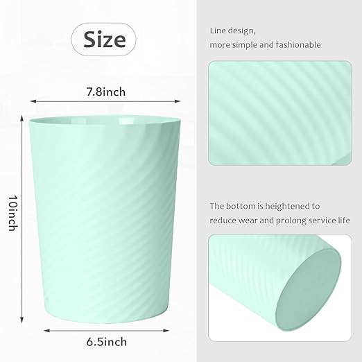Hand Trash Can - Small Waste basketbin - 1.8 Gallon- for Office,Home,Bathroom,Kitchen - Green