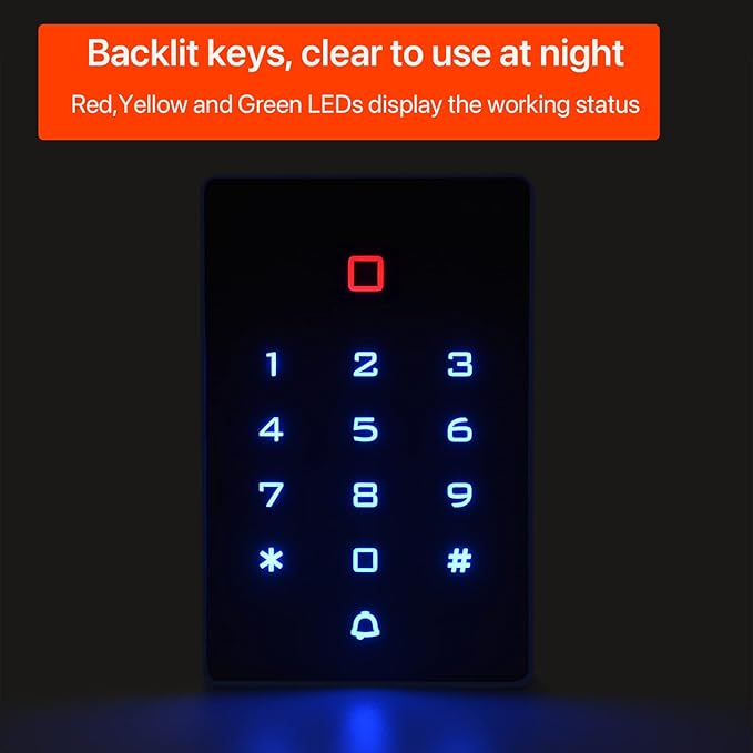 Wireless WiFi Access Control Keypad, Backlight Door Access Control System + 5PCS ID Keychains, Wiegand 26, Password Keypad for House Apartment, TUYA Wireless Entry Security Access Controller