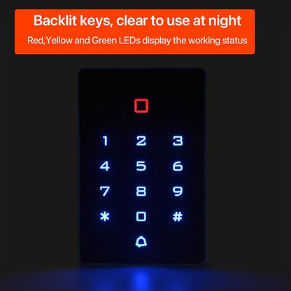 Wireless WiFi Access Control Keypad, Backlight Door Access Control System + 5PCS ID Keychains, Wiegand 26, Password Keypad for House Apartment, TUYA Wireless Entry Security Access Controller