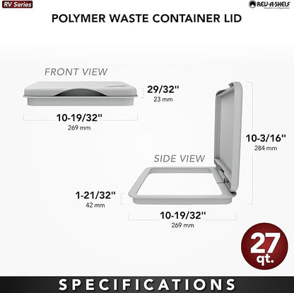 Rev-A-Shelf 27 Qt Under Sink Garbage Can Lid for Kitchen and Bathroom Cabinet, Replacement Plastic Trash Bin Lid Only, Champagne, RV-1024-LID-12-1-40