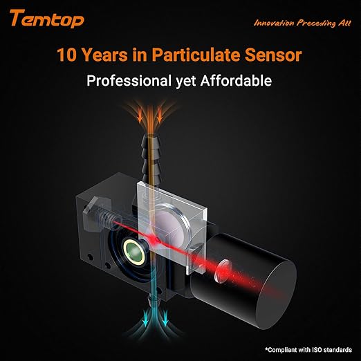 Temtop PMD331 Professional Particle Counter, 7-Channel Handheld Laser Dust Monitor (0.3-10μm), ISO 21501-4 Certified for Cleanroom, Laboratory & HVAC, 2M+ Data Logger with RS485 Modbus