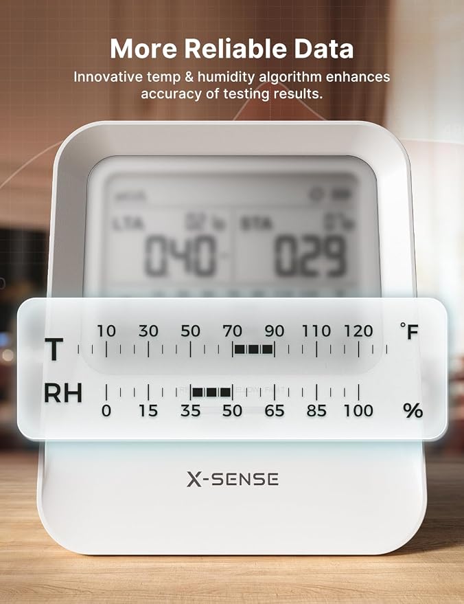 X-Sense Radon Detector for Home, Audible & Visual Alerts, XR0B-SR