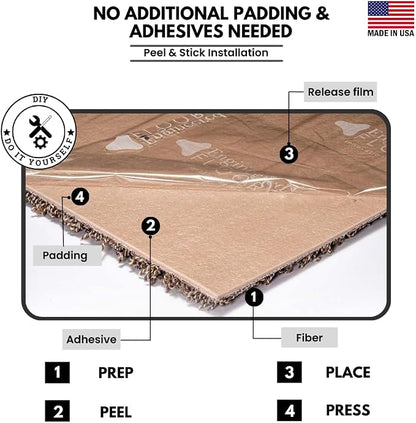 Smart Squares Easy Street Premium Plush Carpet Tiles, Made in USA – 18x18 Peel and Stick Floor Tiles with Attached Padding – Seamless DIY Carpet Squares (2.5 Sq Ft, 1 Tile, 486 Porcelain)