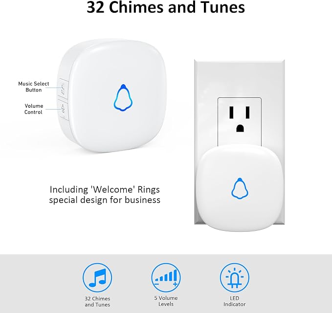 Motion Sensor Door Chime, METAK Wireless Motion Detector Alarm Indoor,White | PIR Bell for Business When Entering/Home Doorway/Store Entrance/Garage Security, Pet/Elderly/Dementia Monitoring Entry Buzzer