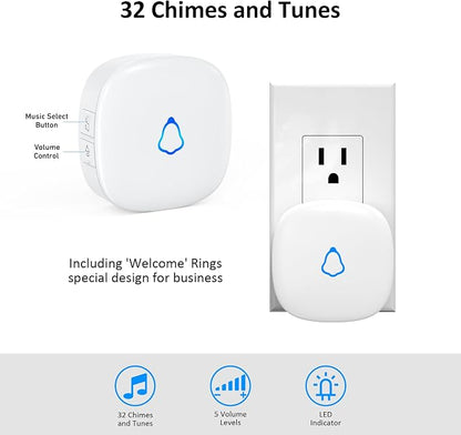 Motion Sensor Door Chime, METAK Wireless Motion Detector Alarm Indoor,White | PIR Bell for Business When Entering/Home Doorway/Store Entrance/Garage Security, Pet/Elderly/Dementia Monitoring Entry Buzzer