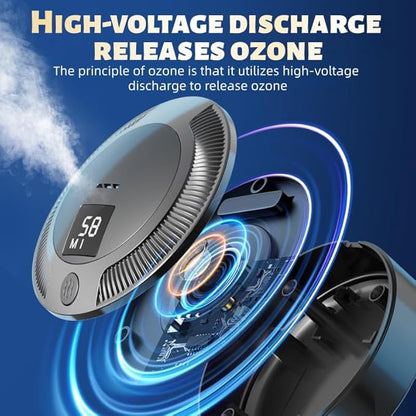 Home Air Purifier with True Ozone Deodorization for Odors, Smoke, Fridge, Bedroom, Bathroom, Shoe Cabinet, Wardrobe, Car, RV, Travel | 20.4㎡ Coverage | Ultra Quiet (Black)