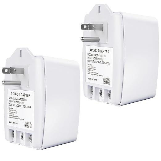 2 Pack 24V 40VA Transformer, Doorbell Transformer Plug into Outlet Compatible with Nest Ecobee Sensi Honeywell Door Bell Transformer and All Versions of Ring Doorbell Thermostat