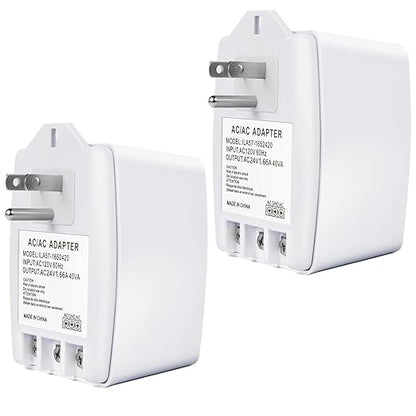 2 Pack 24V 40VA Transformer, Doorbell Transformer Plug into Outlet Compatible with Nest Ecobee Sensi Honeywell Door Bell Transformer and All Versions of Ring Doorbell Thermostat