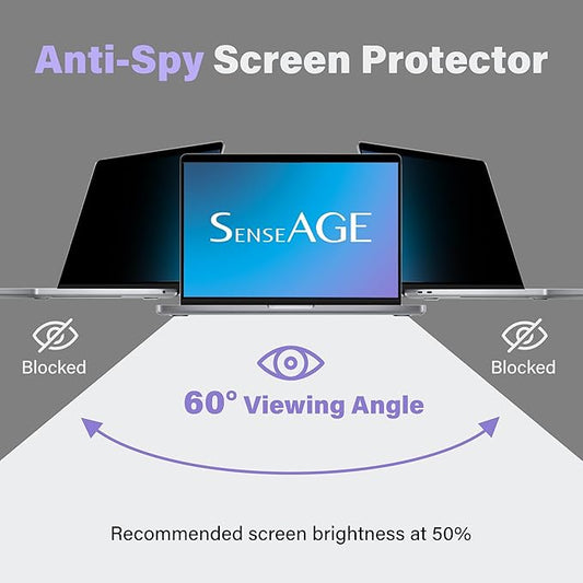 SenseAGE Magnetic Privacy Screen Filter For MacBook Pro 14 Inch (2021-2025, M1, M2, M3, M4, M5, Pro, Max), Removable Privacy Screen Protector, Anti Glare Blue Light, Compatible with MacBook Pro 14 inch