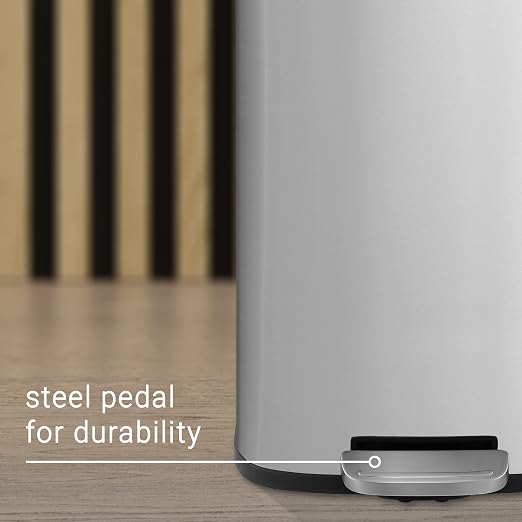 happimess Curtis 8 Gal Step Trash Can Soft Close 25", Platinum Silver