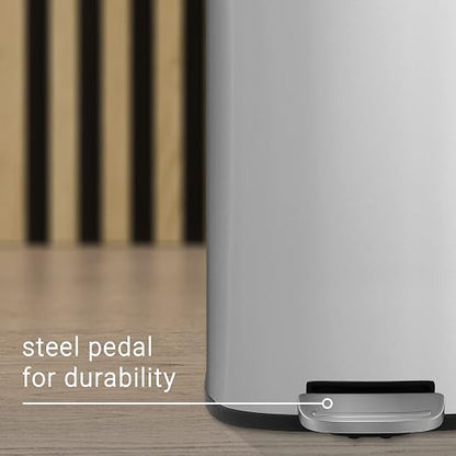 happimess Curtis 8 Gal Step Trash Can Soft Close 25", Platinum Silver
