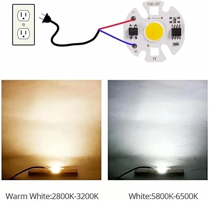 6Pcs Lampada Smart IC LED COB Chip 3W 5W 7W 9W 220V Y32 for DIY LED Light Bulb Downlight Spotlight Need Not Lighting Transformer(Warm White,220V_3W)