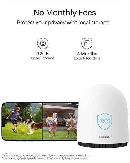 WUUK Security Cameras Wireless Outdoor, Indoor Home Surveillance System, 2K, No Monthly Fee, Motion Alert, Night Vision, 2.4/5 GHz WiFi, 32G Local Storage, Compatible with Alexa & Google, 2-Camera Kit