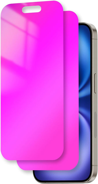 Juvraixo for iPhone 16 Privacy Screen Protector 6.1 Inch Anti Blue Light for 16 Tempered Glass 28° Rose red Gradient Anti-Spy Easy Installation Full Coverage Anti-Scratch