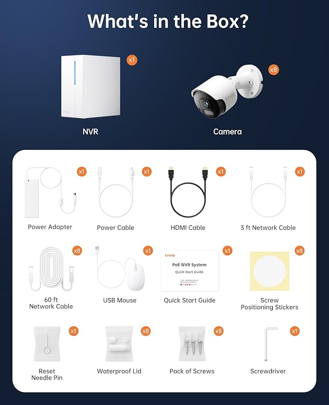 4K PoE Security Camera System, 8pcs 8MP PoE Wired Cameras Outdoor with AI Detection, Color Night Vision, IP67 Waterproof, No Subscription, H.265 4K 8CH NVR with 2TB HDD for 24-7 Recording(N2838)
