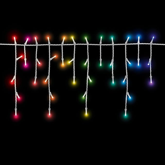 Home Heritage 7Ft Lumations Icicle Christmas Lights for Holiday Home Decor, Smart App-Controlled Indoor/Outdoor RGB LED String Lights, 50 Bulbs