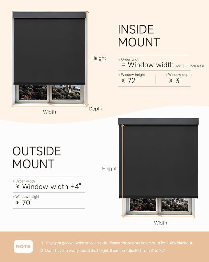 Smart Roller Shades for Windows, Alexa Blackout Motorized Blinds with Remote Control, Easy Install Automatic Electric Blinds for Indoor (29" W x 72" H, Black)