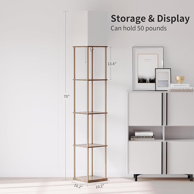 SUNMORY 5 Tier Floor Lamp with Shelves, Standing Lamps for Living Room