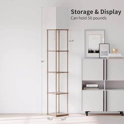 SUNMORY 5 Tier Floor Lamp with Shelves, Standing Lamps for Living Room