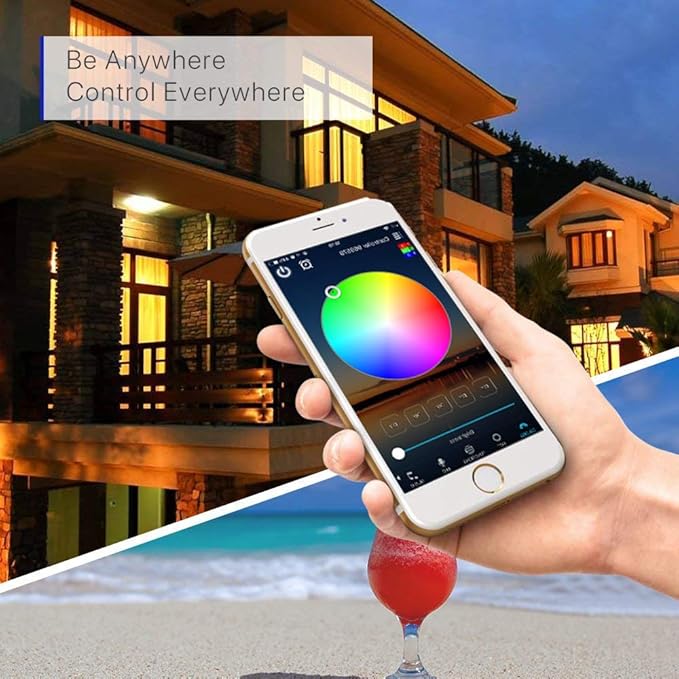 Sumaote WiFi Deck Lights Kit, 30pcs Φ1.38 RGB Half Moon Low Voltage Recessed Deck Lights Smartphone APP Control LED Steps Lighting Waterproof Outdoor Yard Path Stair Landscape Decor, Black