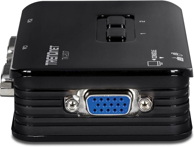 TRENDnet 2-Port USB KVM Switch, TK-207K | Control Two Computers with One Set of Console Controls,2048 x 1536 Resolution,60Hz Refresh Rate,All Required Cabling Included