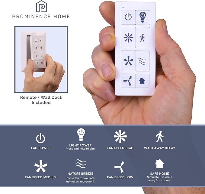 Prominence Home 51658-01 Universal SMART Ceiling Fan Remote, Wi-Fi Enabled with Wall Mount, White