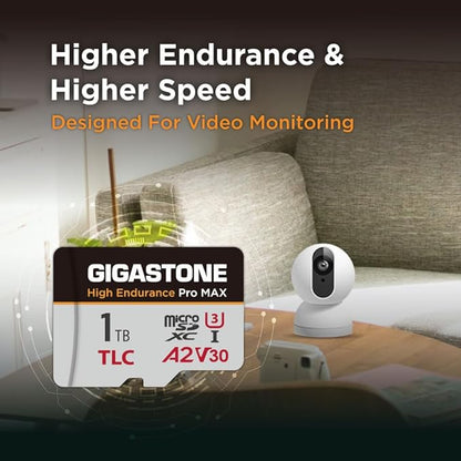 [5-Yrs Free Data Recovery] GIGASTONE 1TB Micro SD Card, TLC High Endurance Pro MAX, Speed Up to 180MB/s, Compatible with REDTIGER Rove VIOFO VANTRUE PRUVEEO Dash Cam, MicroSDXC UHS-I A2 V30 U3