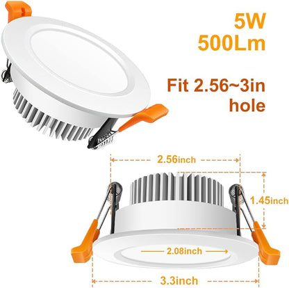 LEDLightsWorld 3 Inch LED Recessed Lighting Dimmable Downlight, 5W (40W Halogen Equivalent), 3000K Warm White, CRI80, Recessed Ceiling Light with LED Driver (8 Pack)