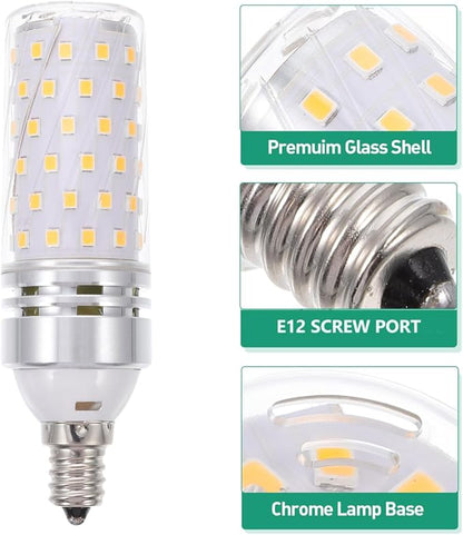 VILLCASE 2-Pack E12 Base LED Light Bulbs, 16W Candelabra LED Light Bulb, 3000K, Replacement for Home Lighting Bedroom Lamp