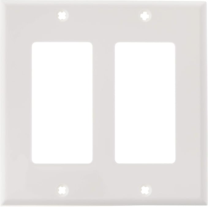 Leviton 2-Gang Decora/GFCI Device Wallplate, Standard Size, Thermoplastic Nylon, 80409-NW, White