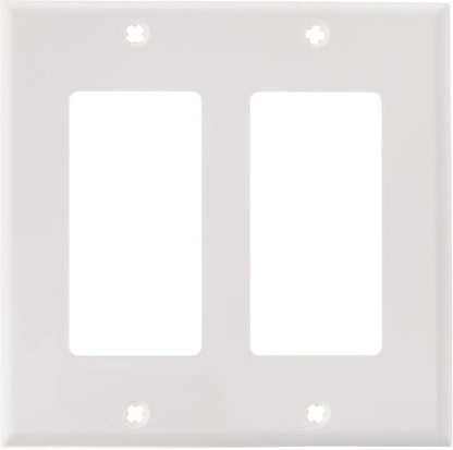 Leviton 2-Gang Decora/GFCI Device Wallplate, Standard Size, Thermoplastic Nylon, 80409-NW, White