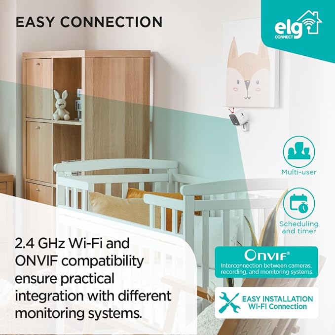 ELG Smart Indoor Wi-Fi Security Camera 1080P Full HD with Night Vision, Two-Way Audio, Motion & Sound Detection, Cloud and Local Storage, App Control for Home Monitoring