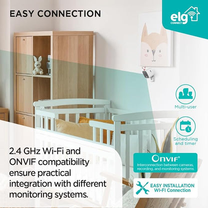ELG Smart Indoor Wi-Fi Security Camera 1080P Full HD with Night Vision, Two-Way Audio, Motion & Sound Detection, Cloud and Local Storage, App Control for Home Monitoring