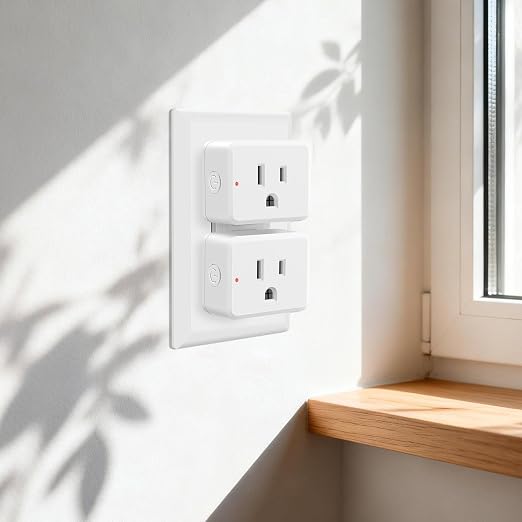 NineLeaf Remote Plug in On Off Switch, Square Outlet Plug with Remote, Wireless On/Off Light Switch Wall Mounted, 15A/1500W, TUV Listed, No Wiring Needed, 500ft RF, for Lamps, Fans,1 Switch 5 Outlets