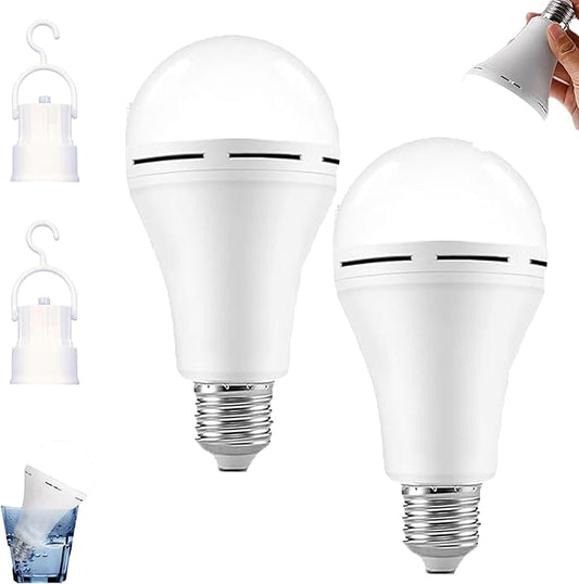 Bulbs, Rechargeable Emergency Light Bulbs, Battery Powered Energy Efficient 12w LED Light Bulb with Hook, for Home, Camping