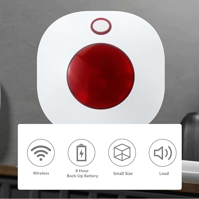 OSI Wireless Alarm Strobe Siren (Gen 2) - Accessory for OSI Smart Alarm System (Gen 2) ,Wi-Fi Wireless Strobe Siren, Plugs into Electrical Outlet, 8 Hour Back-up Lithium Battery