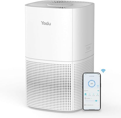 YADU True H13 HEPA Air Purifier for Bedroom, Small Quiet Air Purifier for Home with 360° Surround Intake, Smart APP Control, 200 sq.ft, 3-Stage Filtration System