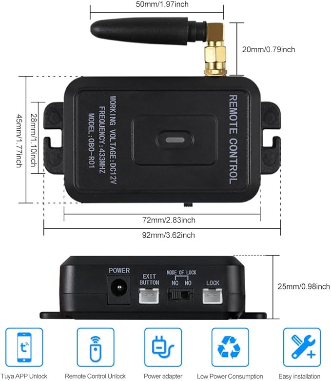 YiToo WiFi Tuya Access Control Fail-Secure Electric Strike Door Lock Kit System Gate Remote Control Opener Smartphone APP Control NO Mode