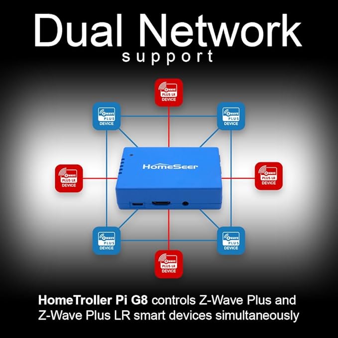 HomeSeer Smart Home Hub (HomeTroller Pi G8), Locally Managed Automations, Built-In 800 Series Z-Wave Long Range Radio, Compatible with Thousands of Smart Home Products