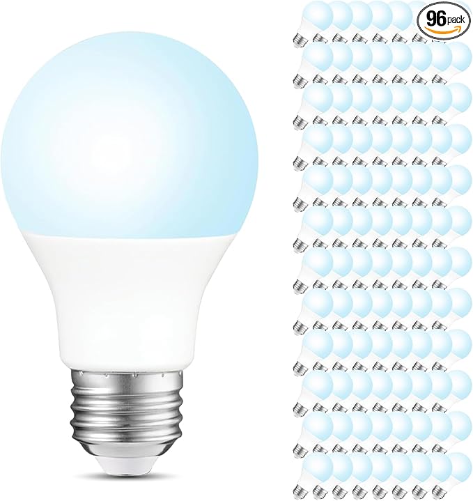 Sigalux 96 Pack A19 LED Light Bulbs, 60W Equivalent Daylight 5000K, 800 Lumens Non-Dimmable, Energy-Saving 9.5W E26 Medium Base Bulbs, Long-Lasting Home Lighting for Bedroom Living Room