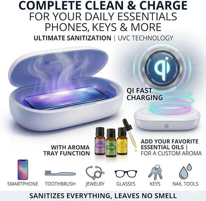 UV Light Box UVC for Phone Ultraviolet for Cellphones Toothbrush Jewelry Glasses Nail Tools Keys with Aroma Therapy Case