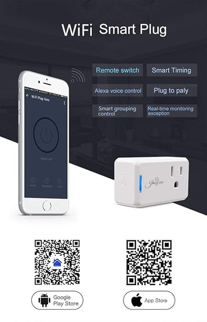 Jinvoo WiFi Smart Mini Plug, 10A, Remote Control by Tuya Smart Life app Works with Amazon Echo,Compatible with iOS/Android Google Assistant, Timer White ETL Listed FCC Certified (2 Pack)