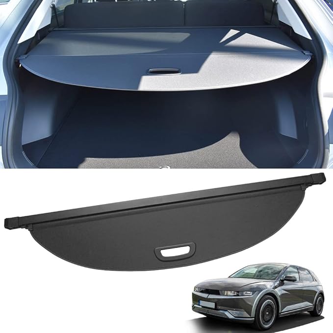 Compatible with 2026-2022 Hyundai IONIQ 5 Rear Cargo Security Shade Cover Black Privacy Screen Retractable Rear Storage Waterproof Cargo Cover Luggage Security Shield Shade
