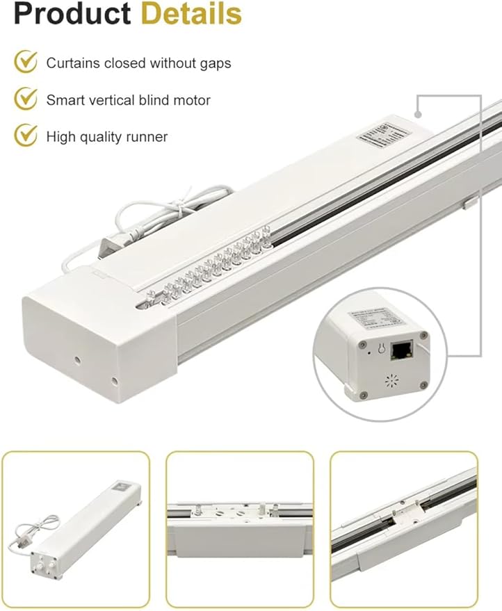 ZigBee Motorized Vertical Blinds Track for Sliding Glass Doors, Smart Curtains Rod, 2.5N High Torque Quiet Motor, Works with Alexa & Google Home Patio Door Replacement (4.0 Meters (157.4 inches))