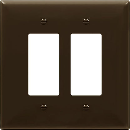 ENERLITES Double Decorator Switch Cover, Two Gang Outlet Wall Plate, Gloss Finish, Oversized 2-Gang 5.50" x 5.50", Unbreakable Polycarbonate Thermoplastic, UL Listed, 8832O-BR, Brown